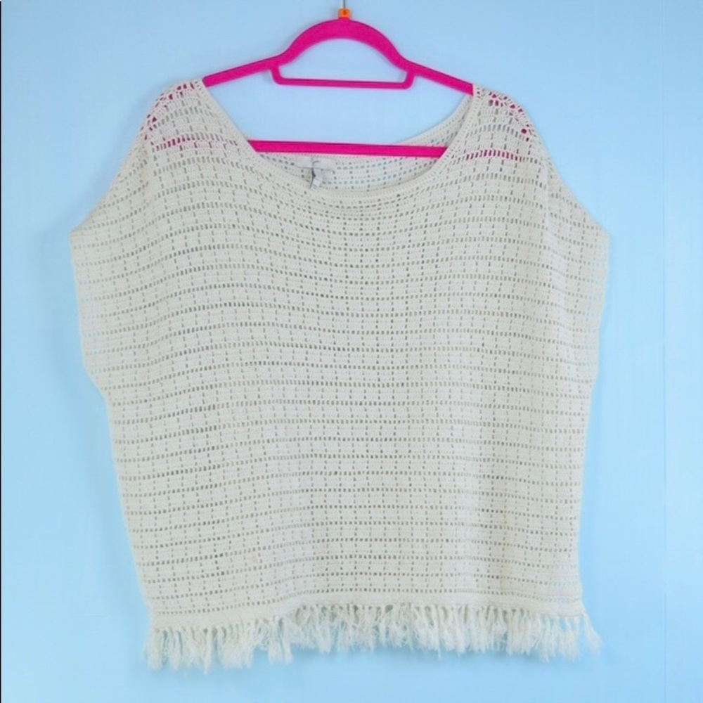 JOIE Ivory fringe tunic top Small